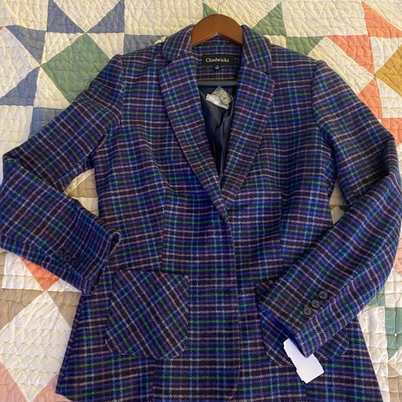 Sleek but cute wool plaid Blazer size 4 - Picture 3 of 3